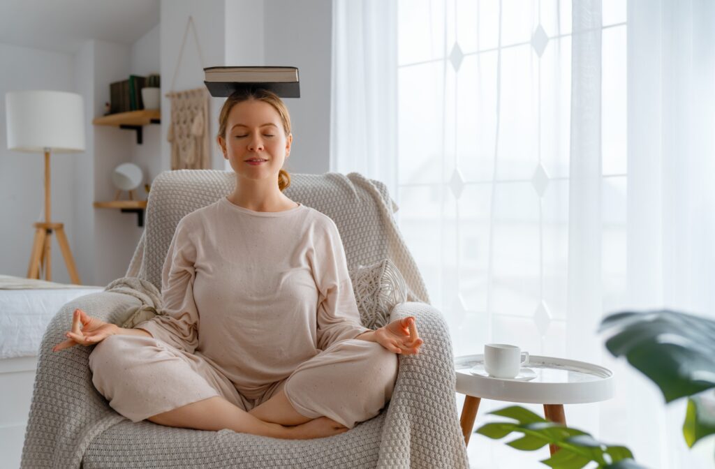 woman practicing meditation